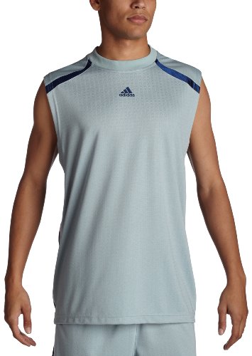 adidas Men's Clima V Sleeveless Top,Legend Silver/Real Blue/White,Medium