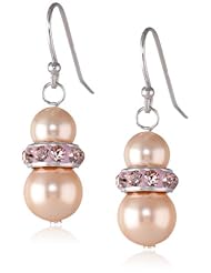 Sterling Silver Swarovski Crystal Pearls and Pave Crystal Elements Drop Earrings