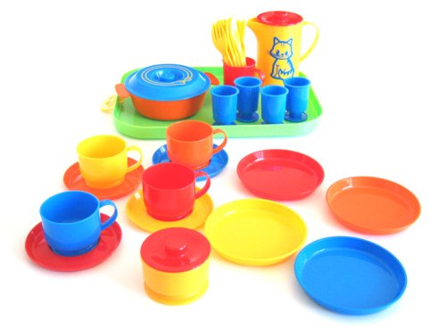 Childrens Toyshop  Toys : Children's 39 Pieces Mini Coffee & Dinner Set on Tray for the Little Kitchen Chef made by Gowi, Austria. *Perfect Gift Idea for Children, Girls, Boys, Birthday, Holiday, etc.*