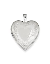 Sterling Silver 20mm Floral Border Heart Locket. Metal Wt- 3.4g