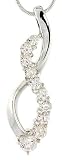 Sterling Silver Loop Design Graduated Journey Pendant w/ 10 CZ Stones, 1 3/8 (34mm) tall