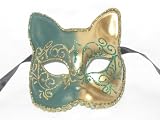 Green Gold Gatto Lillo Venetian Masquerade Party Mask