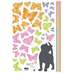 Easy Instant Decoration Wall Sticker Decal - Kittens Can See Color Too (Butterflies)