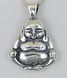 Tiny Buddha Pendant with 18 Sterling Silver Chain