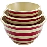 Paula Deen Signature Pantryware 3-Piece Melamine Mixing Bowl Set, Red Stripe