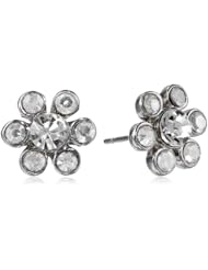 Betsey Johnson "Stone & Pearl" Crystal Flower Stud Earrings