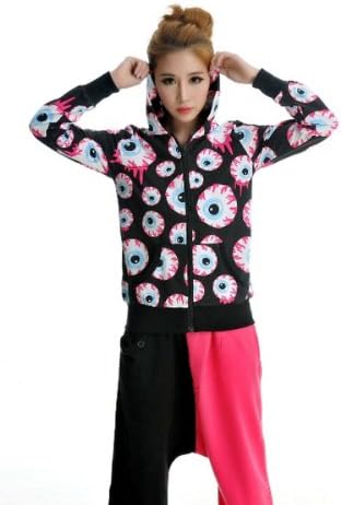 Blooms Punk Big Eye Women Hoodie Sweater One Size (One Size, Multicolor)