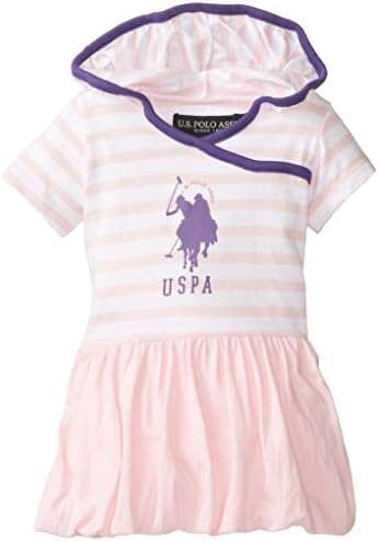 U.S. Polo Assn. Baby Girls' Hooded Dress with Bubble Hem, Sugar Pink, 18 Months
