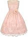 Little Girls Sleeveless Embroidered Illusion Neckline Easter Flower Girl Dress