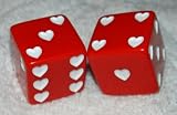 Rare Vintage Huge Red With White Hearts Opaque French Bakelite Dice Pair
