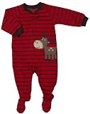 Carters Toddler Red Striped Moose Footed Fleece Pajamas (4t)