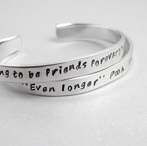 Personalized Friendship Bracelet SET OF TWO - Winnie the Pooh and Piglet - Hand Stamped Aluminum Cuff - customizable