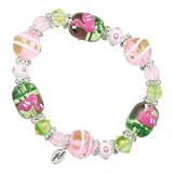 Clementine Design Kate & Macy Flamingo Dahling Bracelet Painted Glass Beads Rhinestones