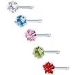 20 Gauge Stainless Steel Star CZ Nose Bone Pack