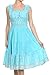 Sakkas Women's Gwendolyn Sequin Embroidered Smocked Bodice Peasant Dress