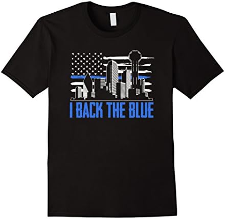Men's I Back the Blue Dallas City Skyline Honorary TShirts 2XL Black