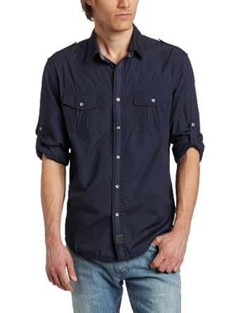 Calvin Klein Jeans Men's Solid Long Sleeve Military Shirt Calvin Klein Jeans Men's Solid Long Sleeve Military Shirt