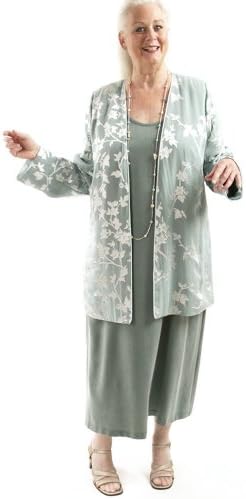 Peggy Lutz Plus Women's Gabrielle Jacket Silk Diamante-M (22/24)-Sage Silver