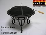 Feuerschale + Funkenschutz Lagerfeuer Grill Dreibein Feuerstelle von HESANI