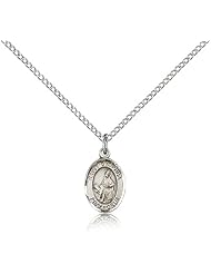 .925 Sterling Silver Saint St. Dymphna Medal Pendant 1/2 x 1/4 Inches Mental Illness/Runaways-9032- Comes with a .925 Sterling Silver Lite Curb Chain Neckace And a Black velvet Box