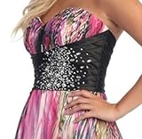 Strapless Printed Prom Dress Long Gown #766 (10, Hot Pink)