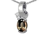 1.35 cttw Genuine Smoky Quartz and Diamond Pendant - 14kt White Gold
