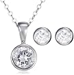 Glamour World Damen Schmuck-Set 925 Sterling Silber mit Zirkonia aus Ohrstecker und Anhänger mit Kette 42 cm  05S950T-42-ZY04