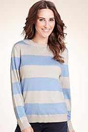 Indigo Collection Hooded Striped Jumper with Angora
