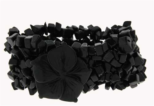 Click here to buy 5 Strand Chip Bracelet with Flower - Blackstone.