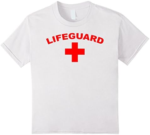 Kids Lifeguard Shirt Short Sleeve Red T-Shirt T YMCA Pool Staff  12 White