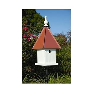 Heartwood Portsmouth Birdhouse, White with Redwood Metal Roof by