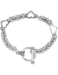 Sterling Silver Triple Heart Cut-out Rolo Link Bracelet sizes 8, 8.5 & 9 inch