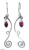 Garnet drop earrings, 'Thai Ribbons'