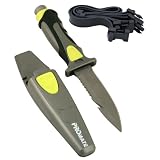 Promate Scuba Diving Snorkeling Titanium Knife SharpTip 4 3 8 Blade - Yellow