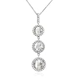 Sterling Silver Cubic Zirconia Checker Cut Pendant by Cheline, 18