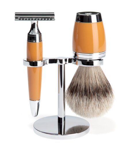 M&Uuml;HLE - 3-tlg. Rasierset Silberspitz Dachszupf / Rasierhobel - STYLO Serie - Griffe Edelha Preisvergleich