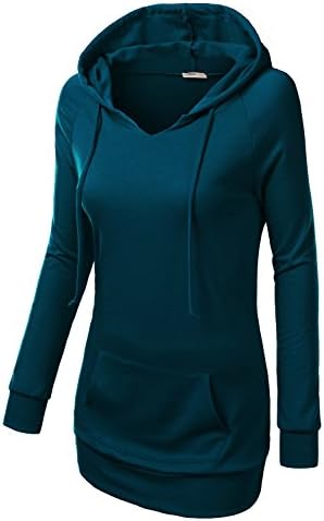 J.TOMSON Women's Long Sleeve Raglan Sweater Hoodie DARKTEAL XL
