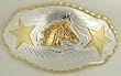 LARGE  GERMAN SILVER HORSE BELT BUCKLE  (5-3/4" X 3" BUCKLE)