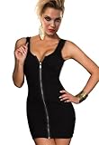 Intimates21- Sexy Zipper Front Tank Clubbing Dress Party Ball Cocktail Clubwear (Black)