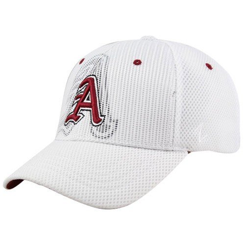 Zephyr Arkansas Razorbacks White Double Logo Flex-Fit Hat