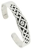 Sterling Silver Flat Cuff Bangle Bracelet with Celtic Knots 15 mm (9/16 in.) wide