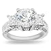 Jewelry : 4.00 carat Round Cut Certified Diamond 3 Three-Stone Anniversary Engagement Ring in 18k Gold Center 2.00 Carat D-E SI