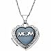 Mother of Pearl Heart Shaped "MOM" Locket with 18" Solid Rope Necklace