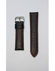 Dot Pattern Padded Italian Calf Skin - Orange Watch Band 22mm