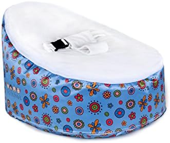 Totlings Snugglish Blossoms Velvet Top Baby Lounger, Blue with White