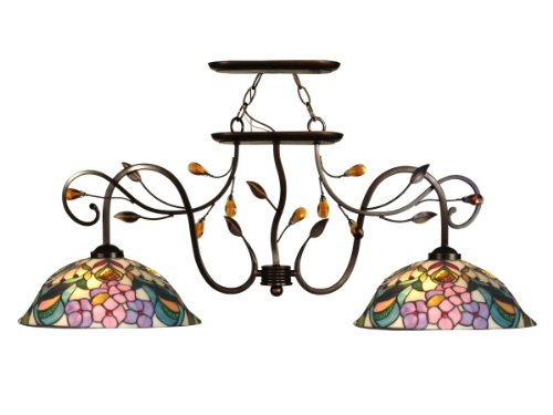 Dale Tiffany TH90226 Crystal Peony Island Island Light Antique Golden Sand and Art Glass Shade