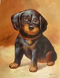 12X16 inch Animal Oil Painting Portrait of Cute Brown Puppy