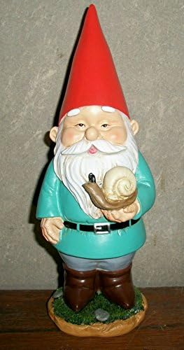 11" Gnome w/ Snail Garden Statue