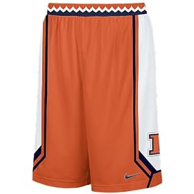 Illinois Fighting Illini 2007 Orange NCAA Screen Printed Replica Basketball Shorts By Nike Team...