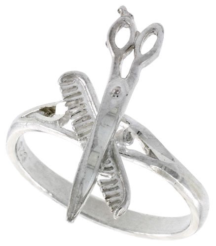 41dwgNKpZBL Sterling Silver Diamond Cut Comb Scissors Ring